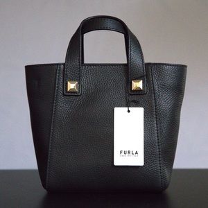 FURLA BAG, 100% LEATHER BLACK, MINI